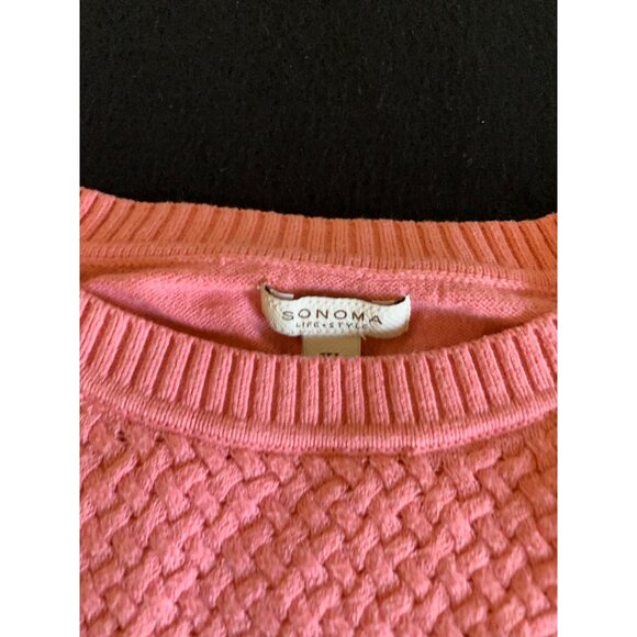 Sonoma Pink Textured Sweater Size XLarge Cotton/Polyester Womens Long Sleeve Kni - Picture 2 of 9